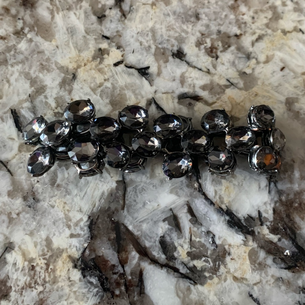 Vintage Smokey Quartz Black Steel Stretchy Bracelet